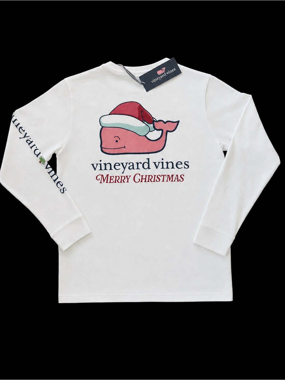 NWT Vineyard Vines TShirt Kids  Long Sleeve Size Med Merry Christmas Pink